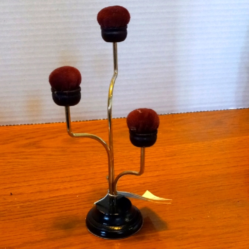 Elegant Red Velvet and Gold Hat  Doll Stand